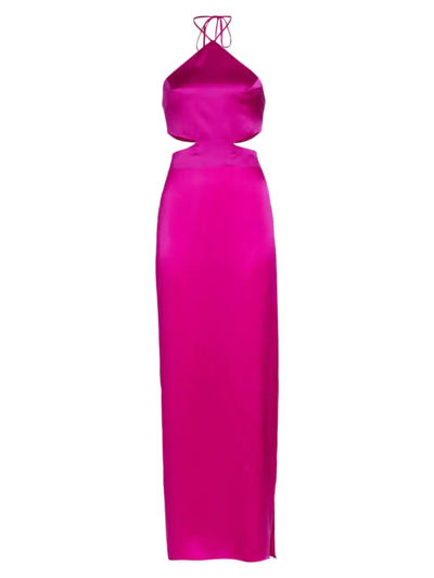 Shop Amanda Uprichard Women's Akron Silk Cut-out Maxi Dress In Dark Hot Pink Silk