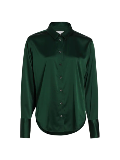 Shop Frame Women's The Standard Silk Button-up Shirt In Pine