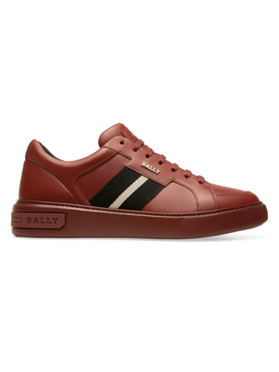 Shop Bally Men's Moony Leather Low-top Sneakers In Heritage Red