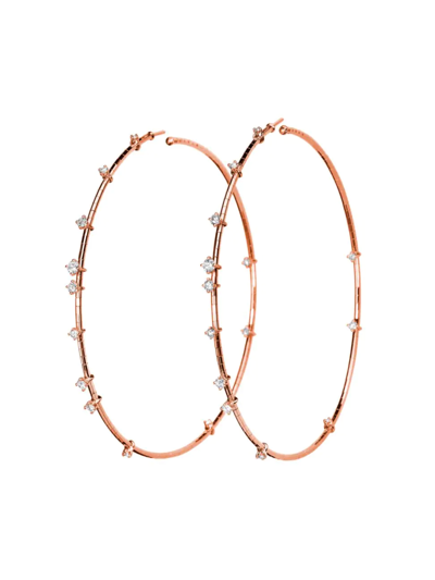 Shop Mattia Cielo Women's Rugiada Diamanti 18k Rose Gold, Titanium, & 1.10 Tcw Diamond Hoop Earrings In Pink