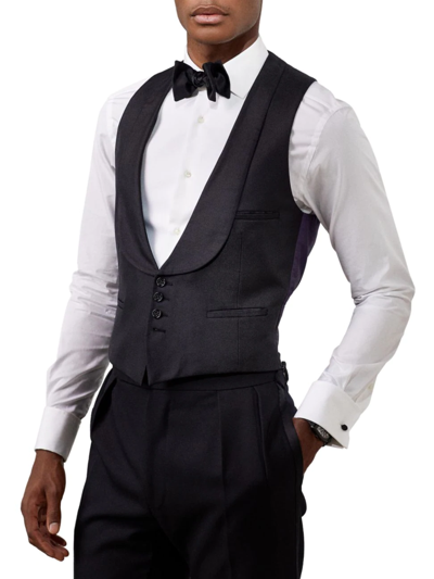 Shop Ralph Lauren Purple Label Men's Douglas Shawl-collar Vest In Black