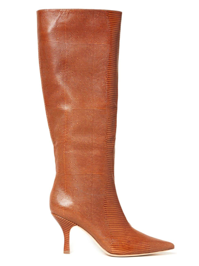 Shop Loeffler Randall Women's Whitney Lizard-embossed Leather Boots In Toffee