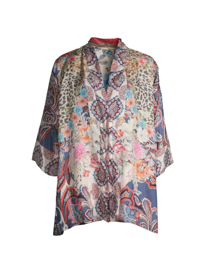 Shop Johnny Was Women's Betzy Emilia Printed Silk Reversible Kimono In Neutral