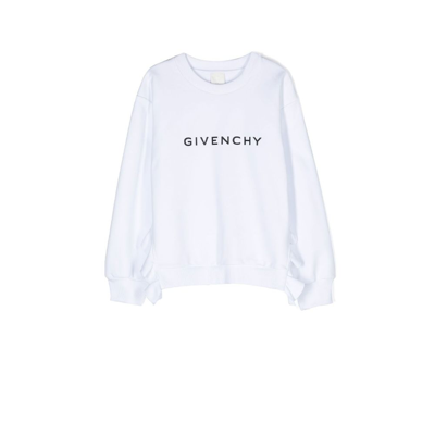 Shop Givenchy Teen White Logo Print Cotton Sweatshirt