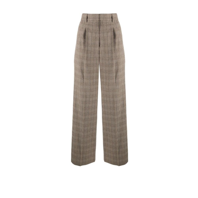 Shop Isabel Marant Brown Jessini Checked Wide-leg Trousers