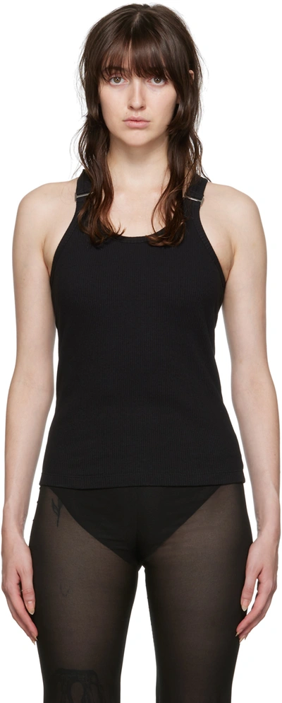 Shop Dion Lee Black E-hook Tank Top