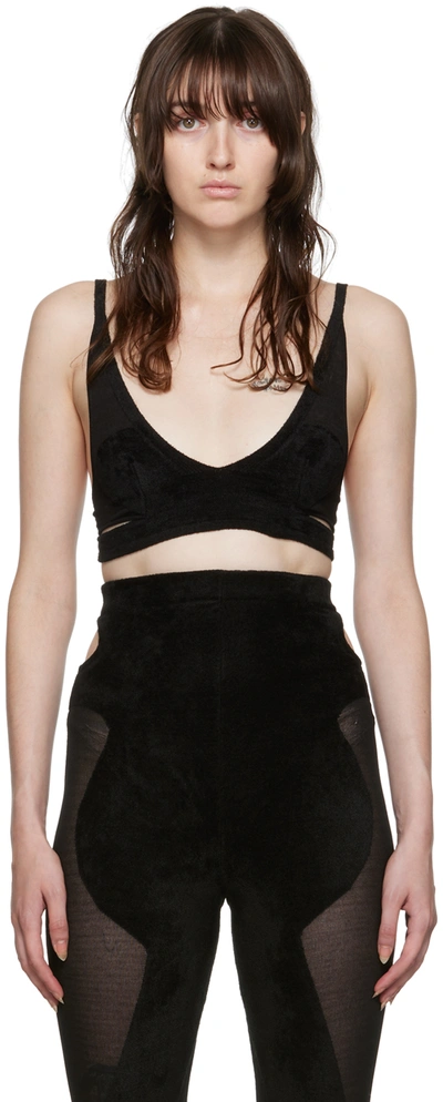 Shop Dion Lee Black Chenille Intarsia Bra In Black/black