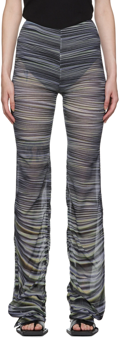 Shop Dion Lee Blue Drape Print Gather Pants In Hyperreal