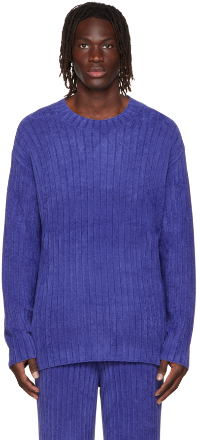 Dion Lee Ribbed-knit Fitted Sweatshirt In Blueprint