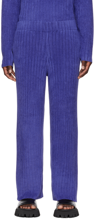 Dion Lee Ribbed-knit Slip-on Track Pants In Blueprint