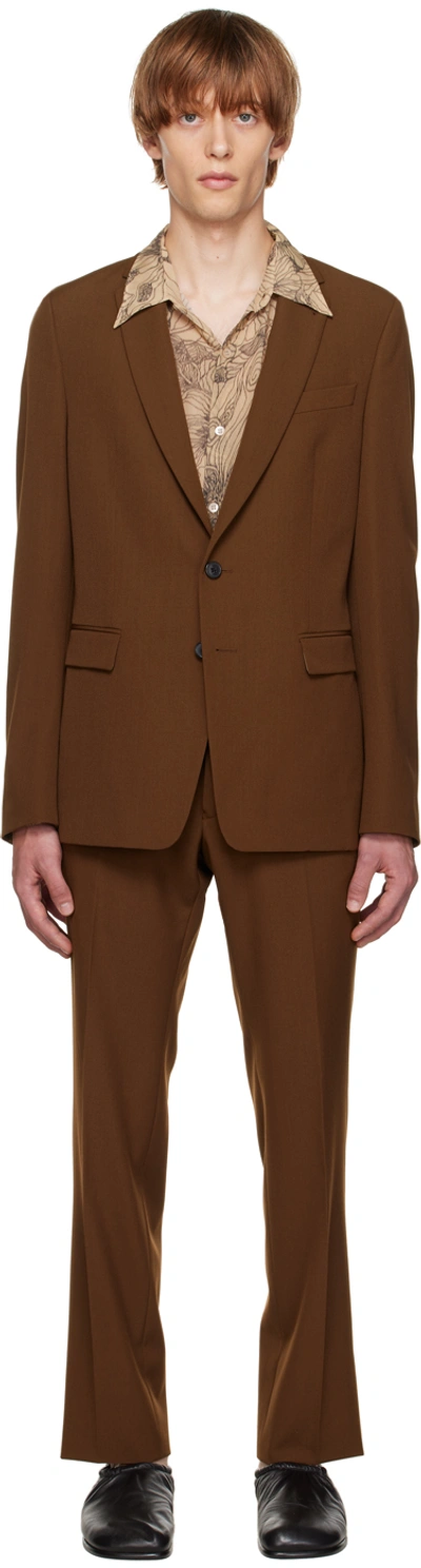 Shop Dries Van Noten Brown Wool Suit In 703 Brown