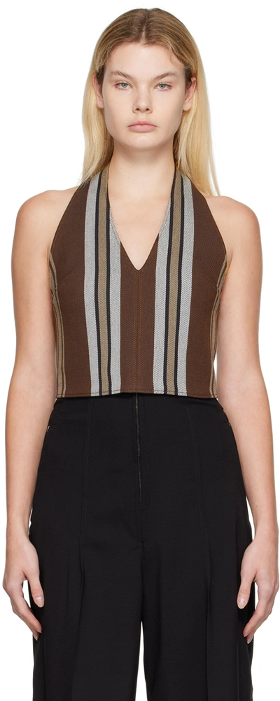Jacquemus Brown Le Papier 'le Haut Linu' Tank Top In 8ak Brown Stripes