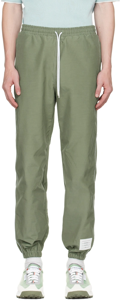 Shop Thom Browne Green Contrast Trim Lounge Pants In 320 Dk Green