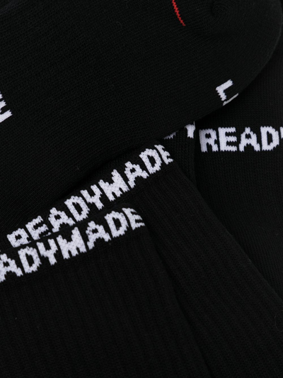 Shop Readymade Pack-of-three Logo Socks In Black