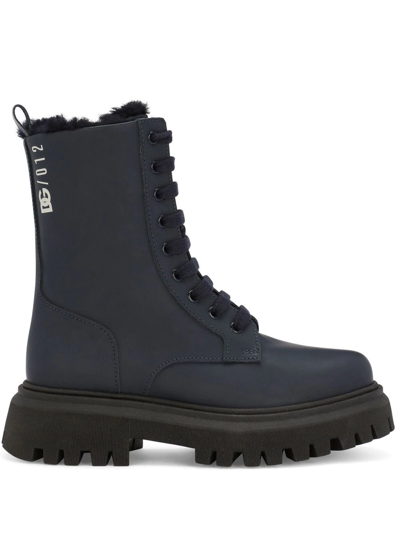 Shop Dolce & Gabbana Faux-fur Lining Combat Boots In Black