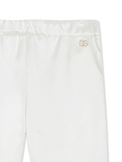 Shop Dolce & Gabbana Dg-logo Silk Trousers In White