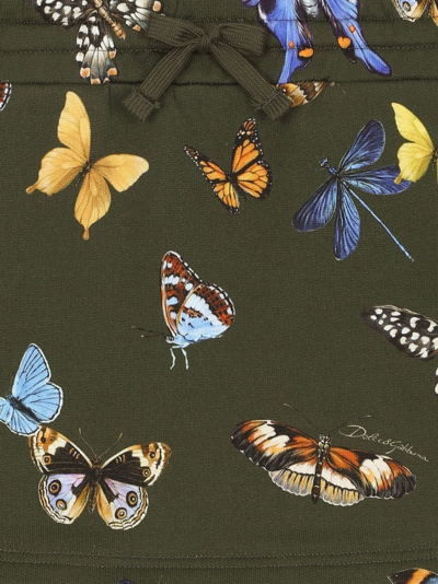 Dolce & Gabbana Short Jersey Skirt With Butterfly Print In Green