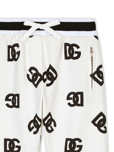 Dolce & Gabbana Jersey Jogging Pants With Dg Logo Print In White
