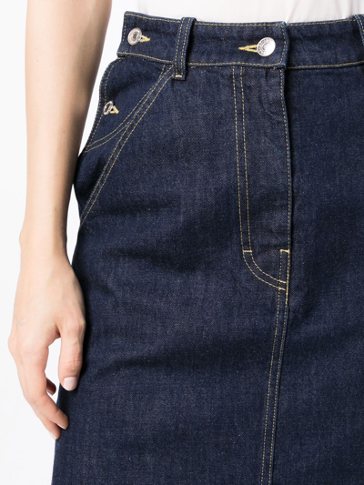 Shop Kenzo Side Button-fastening Detail Denim Skirt In Blue