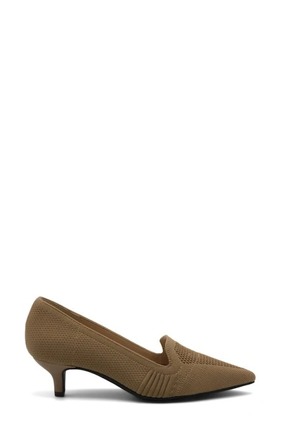 Shop Adrienne Vittadini Pointed-toe Pump In Camel Fly Knit