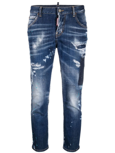 Shop Dsquared2 Distressed-style Skinny Jeans In Blue