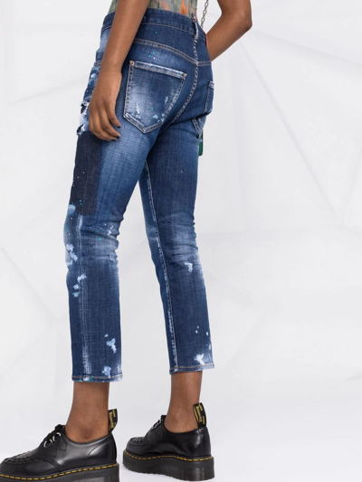 Shop Dsquared2 Distressed-style Skinny Jeans In Blue