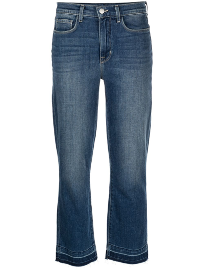 Shop L Agence Harris High-rise Cropped Jeans In Blue