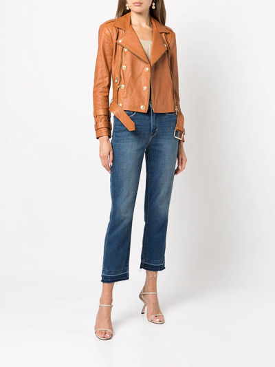 Shop L Agence Harris High-rise Cropped Jeans In Blue