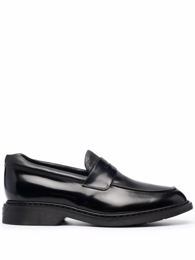 Shop Hogan Men's  Black Leather Loafers