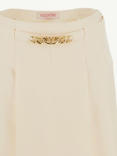 Shop Valentino Pleaded Skirt In Ivory