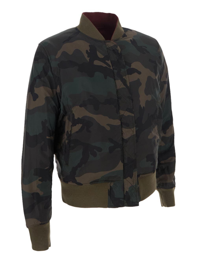 Shop Valentino Reversible Military Bomber In Green