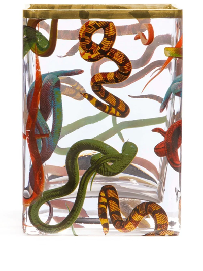Shop Seletti Snakes Small Glass Vase In Neutrals