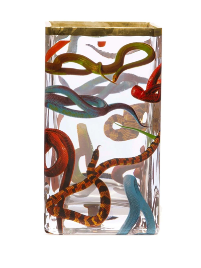 Shop Seletti Snakes Small Glass Vase In Neutrals