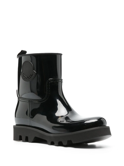 Shop Moncler Logo-patch Rain Boots In Schwarz