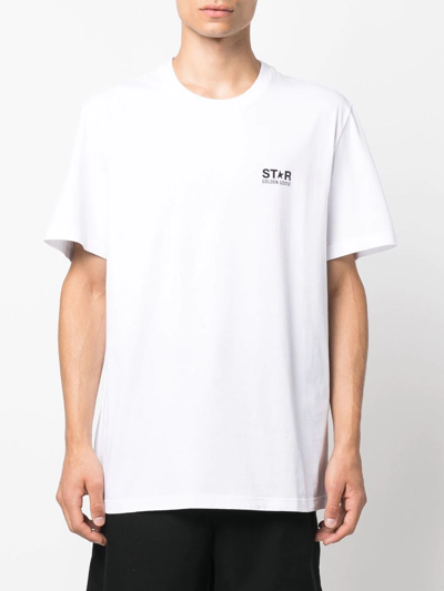 Golden Goose Logo Print Cotton T-shirt In Weiss