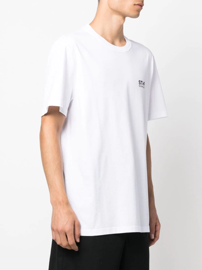 Golden Goose Logo Print Cotton T-shirt In Weiss
