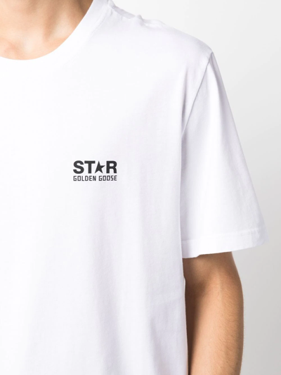 Golden Goose Logo Print Cotton T-shirt In Weiss