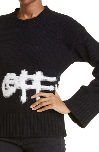 Shop Off-white Intarsia Spray Paint Logo Wool Blend Sweater In Black White