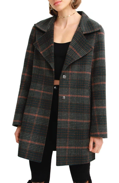 Belle & Bloom Ex-boyfriend Plaid Wool Blend Coat In Brown Plaid