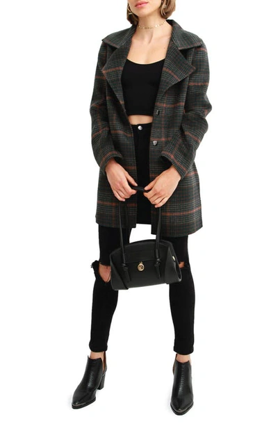 Belle & Bloom Ex-boyfriend Plaid Wool Blend Coat In Brown Plaid