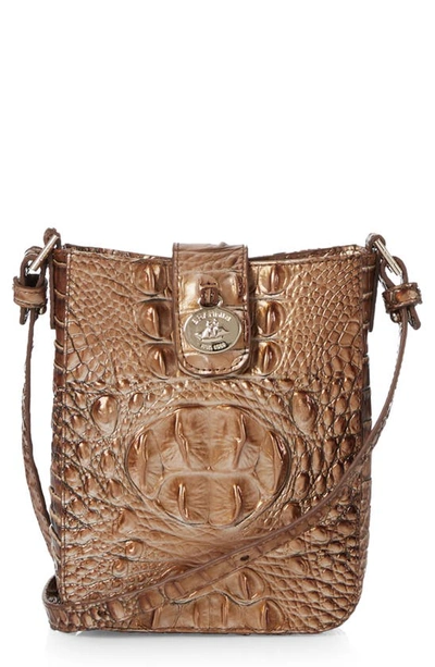 Shop Brahmin Marley Croc Embossed Leather Crossbody Bag In Saddle Melbourne