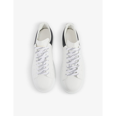 Alexander Mcqueen Leopard Sole Suede Heel Tab Leather Sneakers In White