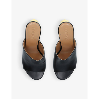Shop Loewe Women's Black/comb Soap-heel Leather Heeled Mules