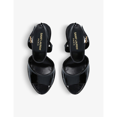 Shop Saint Laurent Women's Black Jode Patent-leather Platform Heels