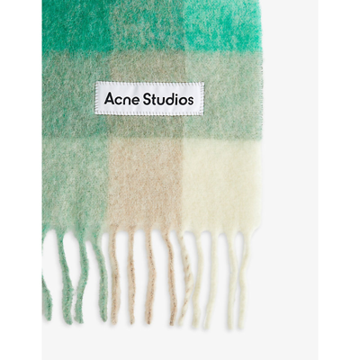Shop Acne Studios Vally Wool-blend Scarf In Green/grey