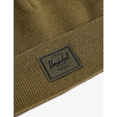 Shop Herschel Supply Co Elmer Logo-embroidered Knitted Beanie Hat In Green