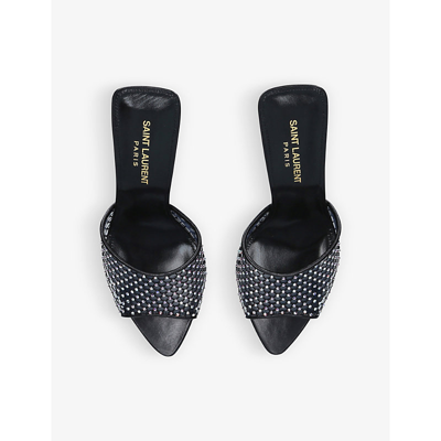 Saint Laurent Disco Crystal-embellished Mesh, Pvc And Leather Mules In ...