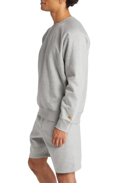 Shop Carhartt Chase Crewneck Sweatshirt In Grey Heather / Gold