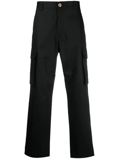 Shop Versace Straight-leg Cargo Trousers In Schwarz