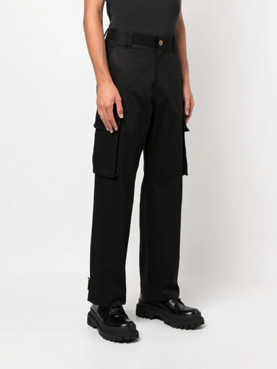 Shop Versace Straight-leg Cargo Trousers In Schwarz